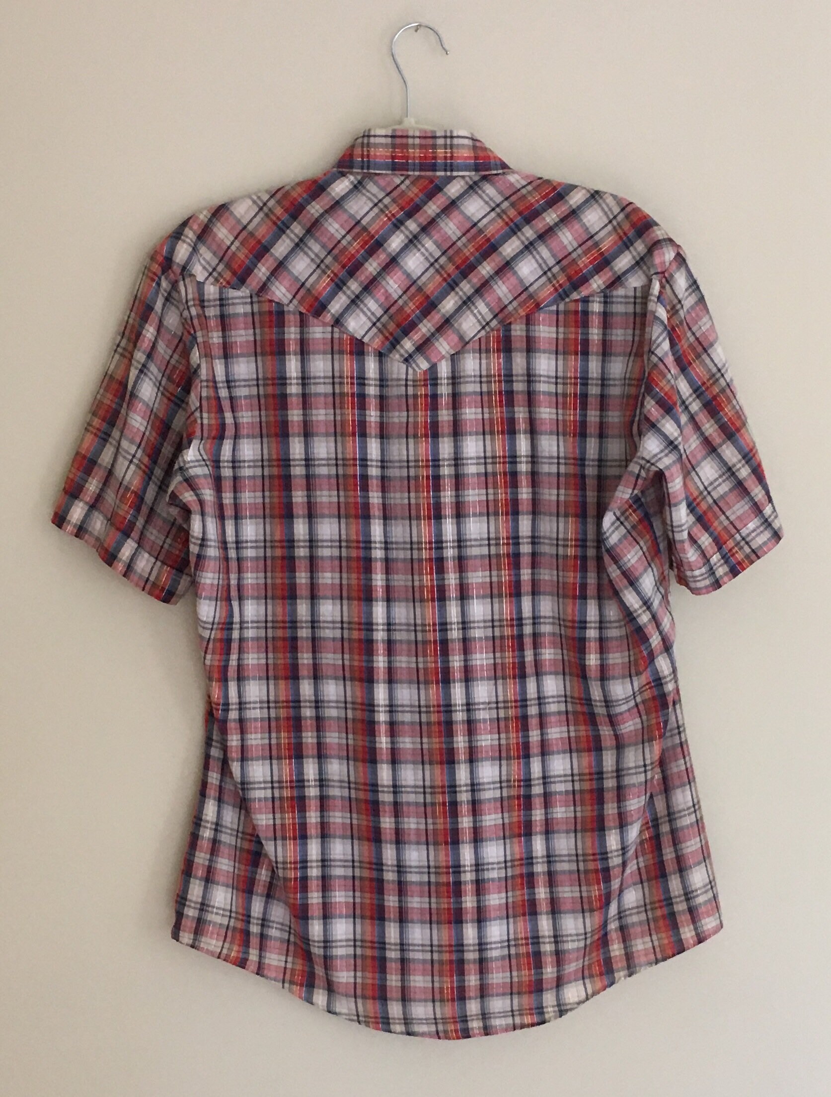 Mens Western Snap Shirt Vintage Ely Plains Red Plaid Mother of Pearl ...