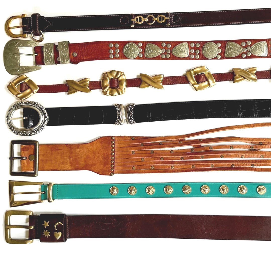 小物 Vintage Studs Design Leather Belt Vintage Studs Design Leather Belt
