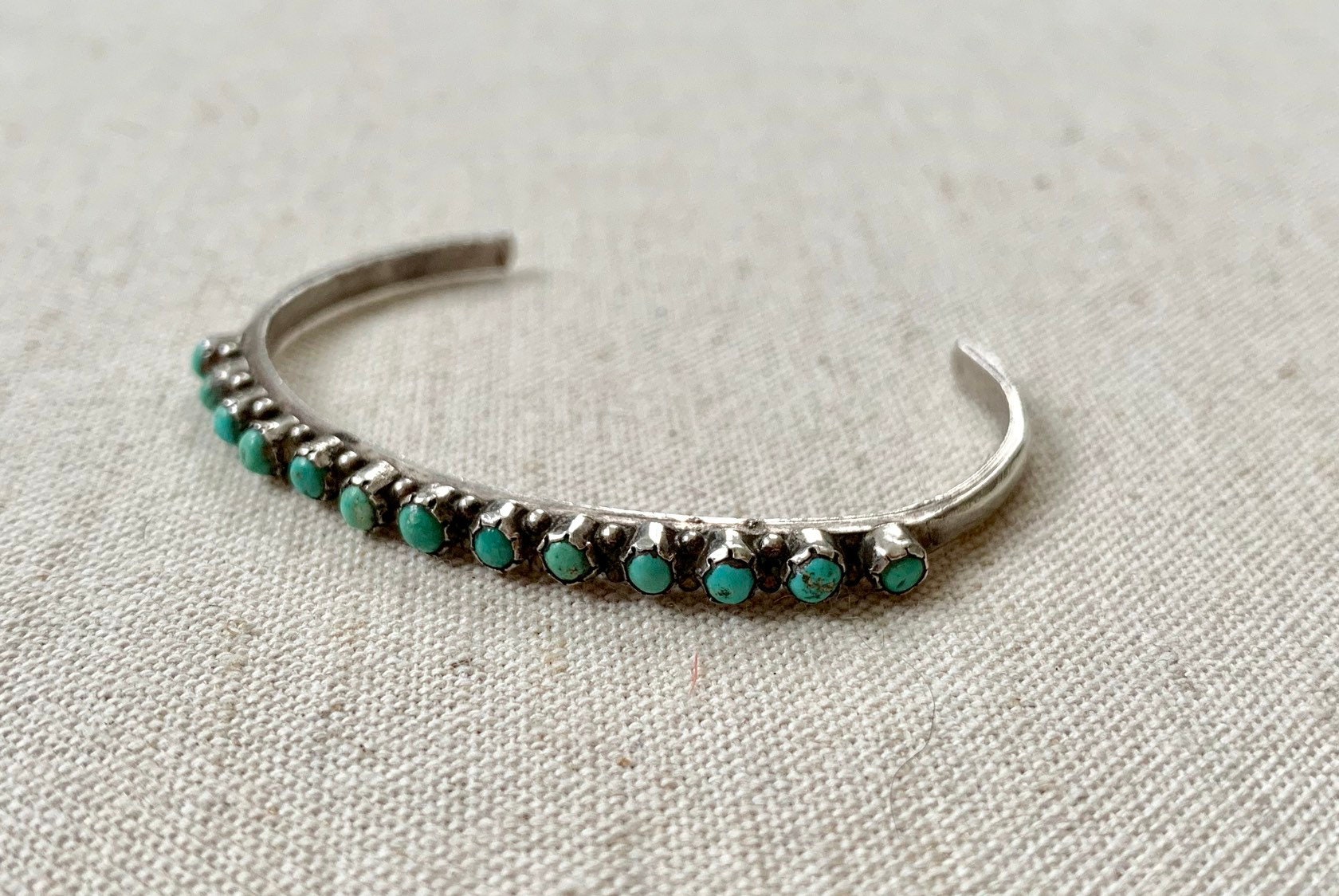 Girl Child Turquoise Bracelet Cuff Native American Zuni Sterling Silver