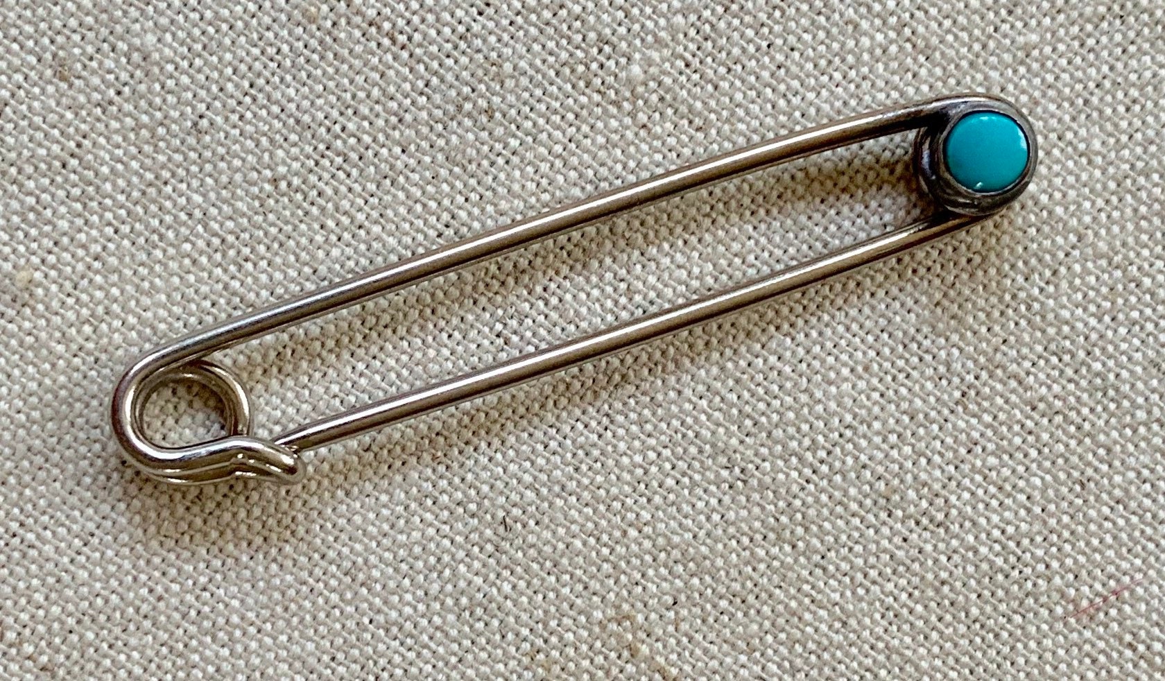 Turquoise Safety Pin Lapel Pin Brooch Handmade Vintage Laundry Pin Key