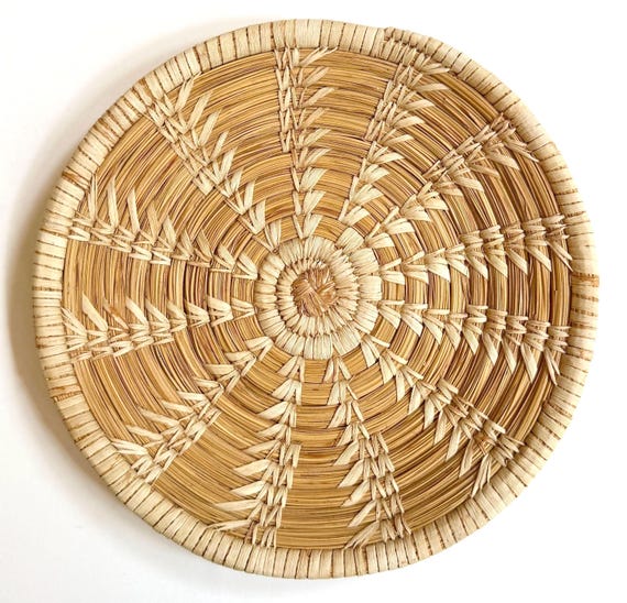 Tohono O'Odham Papago Basket Native American Handwoven 10" Round Circle