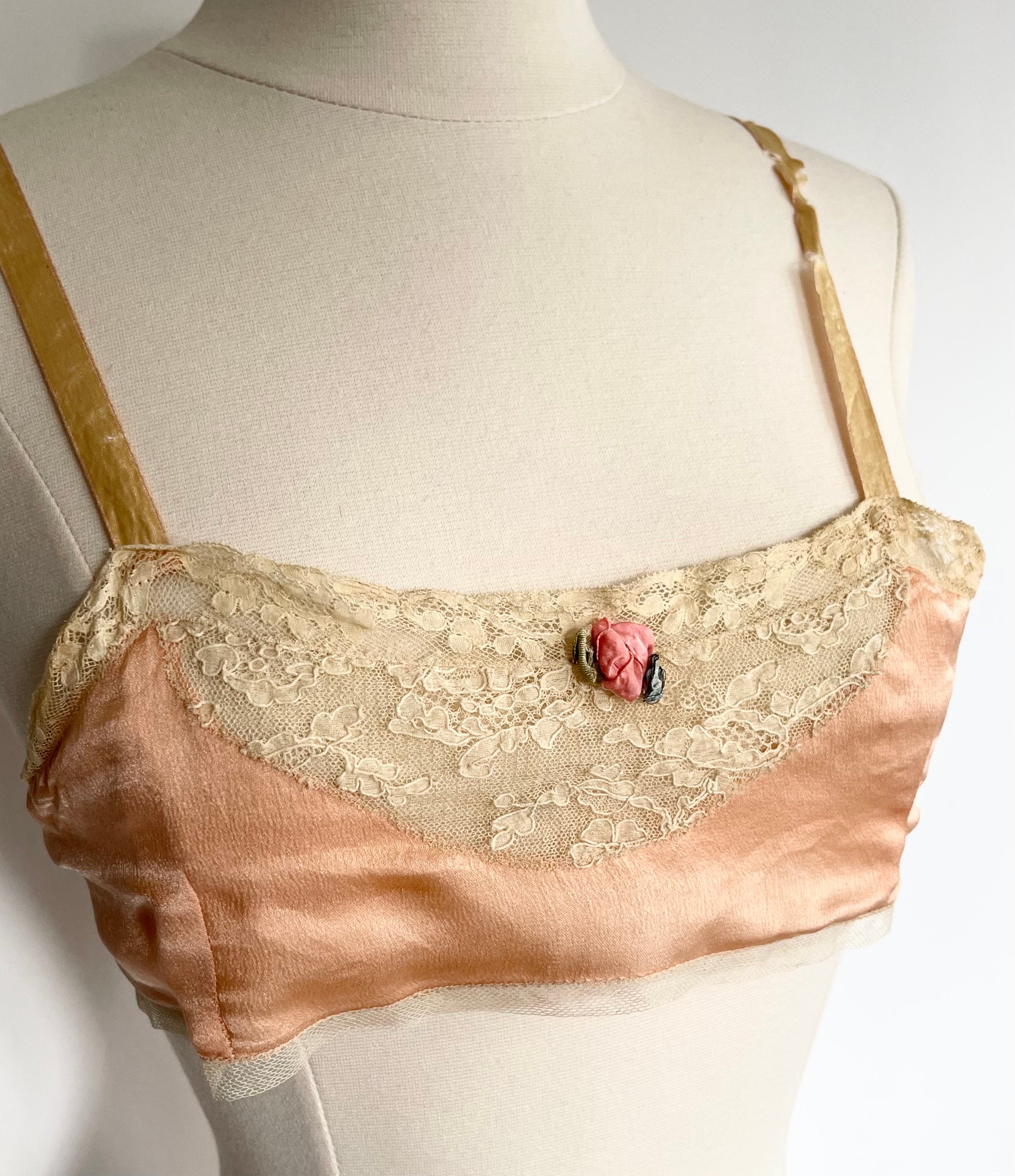 Edwardian Silk Brassiere Bra Top Handmade Antique Victorian