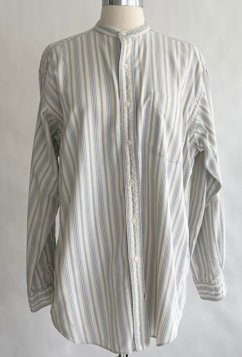 80s Polo Striped Shirt Tunic Top Band Collar Vintage Ralph - Etsy