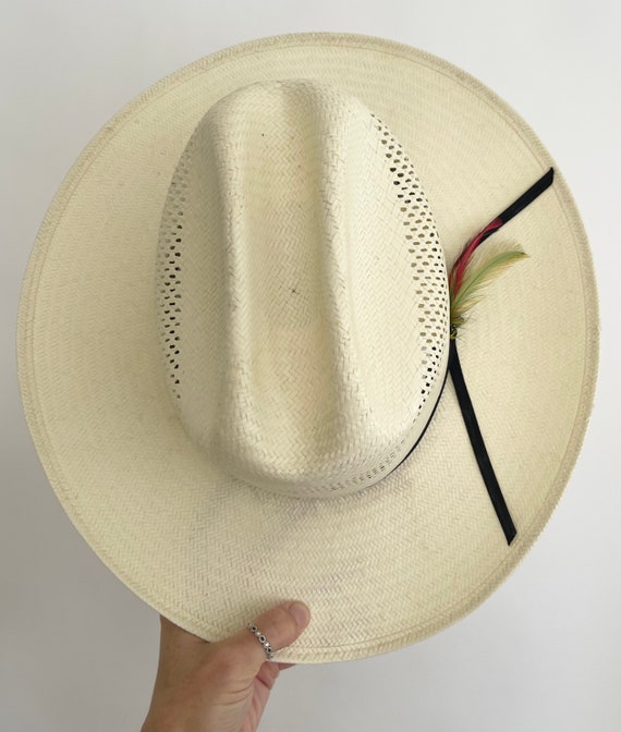 Stetson Shantung Cowboy Hat Panama Hat Colorful Feather Detail JBS