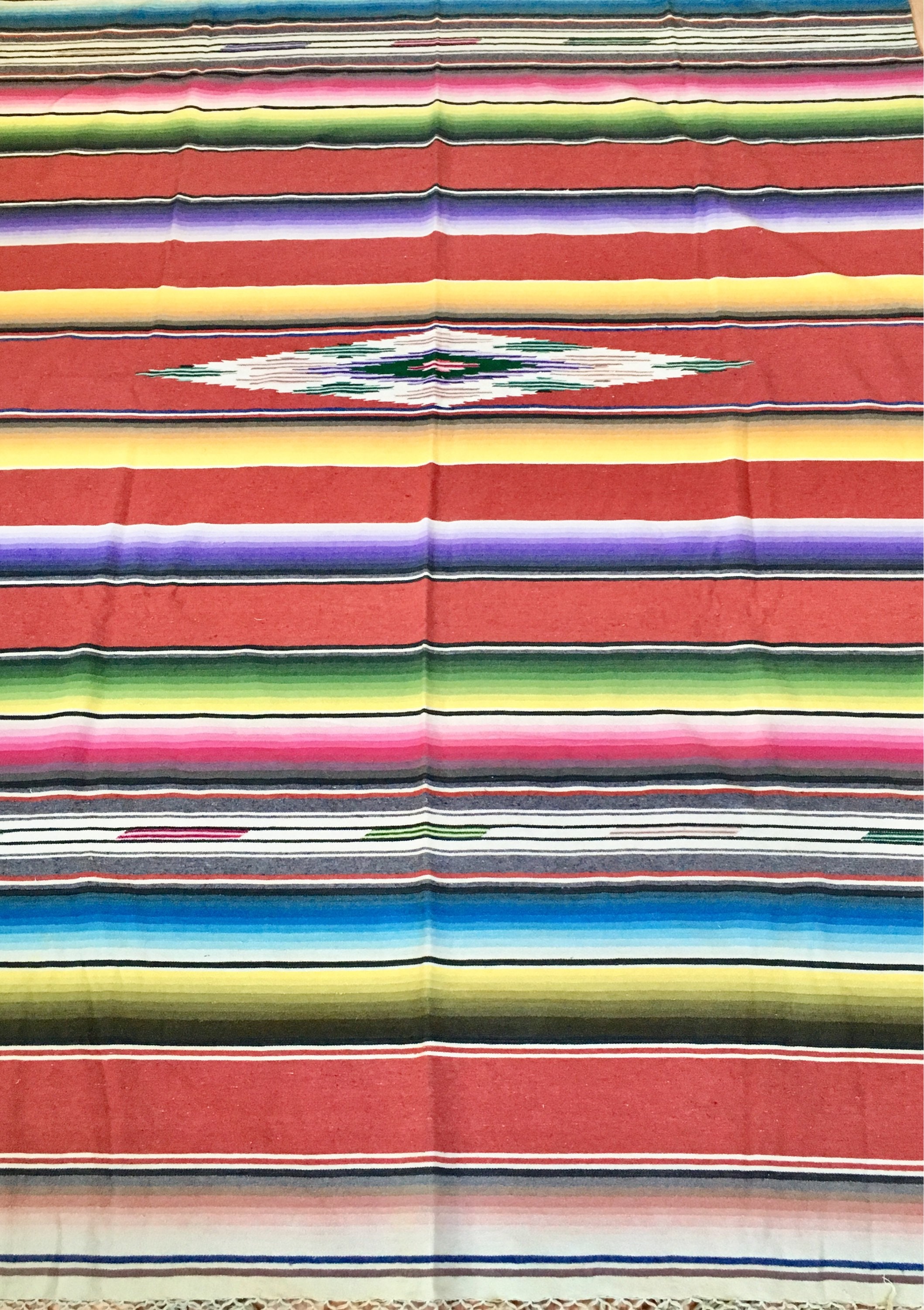 Vintage Serape Saltillo Blanket 40s Throw Woven Mexican Style with