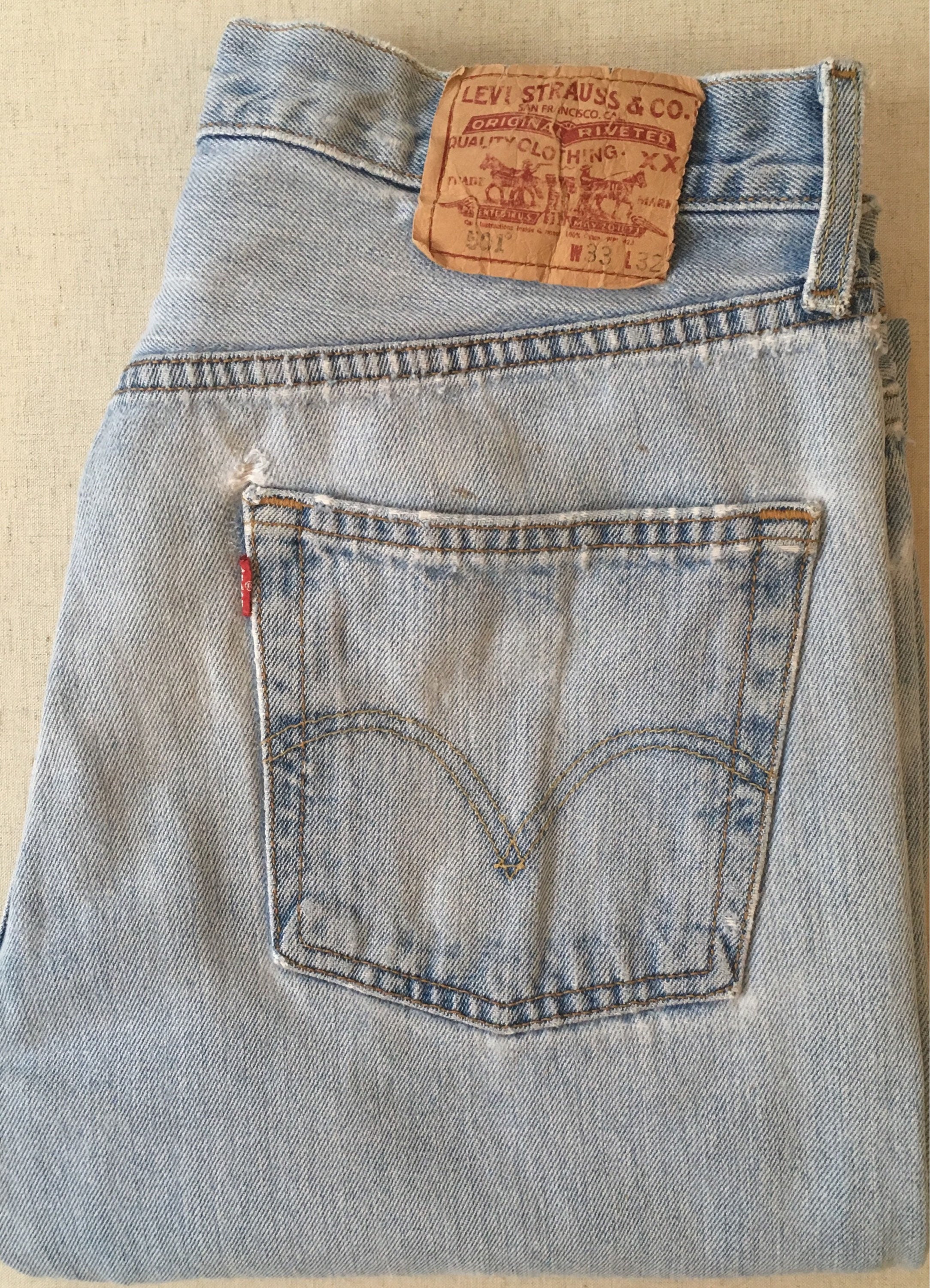 Faded Vintage Levi's 501 Red Tab Men's Denim Jeans with Button Fly ...