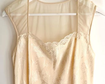 Vintage 90er Jahre Victorias Secret Nachthemd Ivory Slip Kleid mit Spitzenbesatz