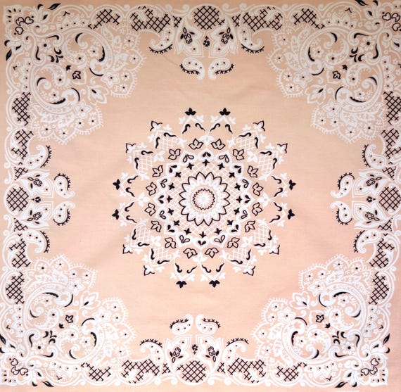 Rare Vintage Peach Cotton Bandana 50s 60s Fast Color
