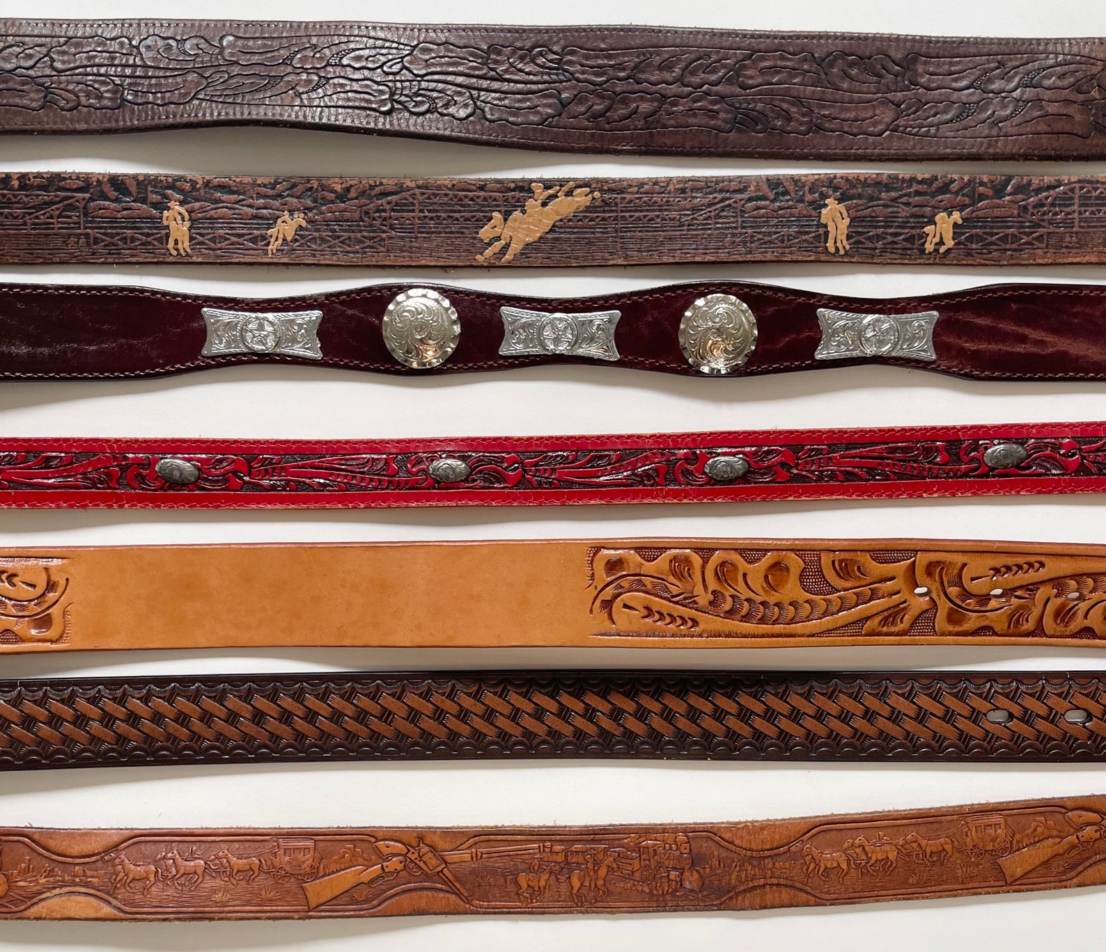 Kid's Whipstitch Two-Tone Tooled Leather Belt