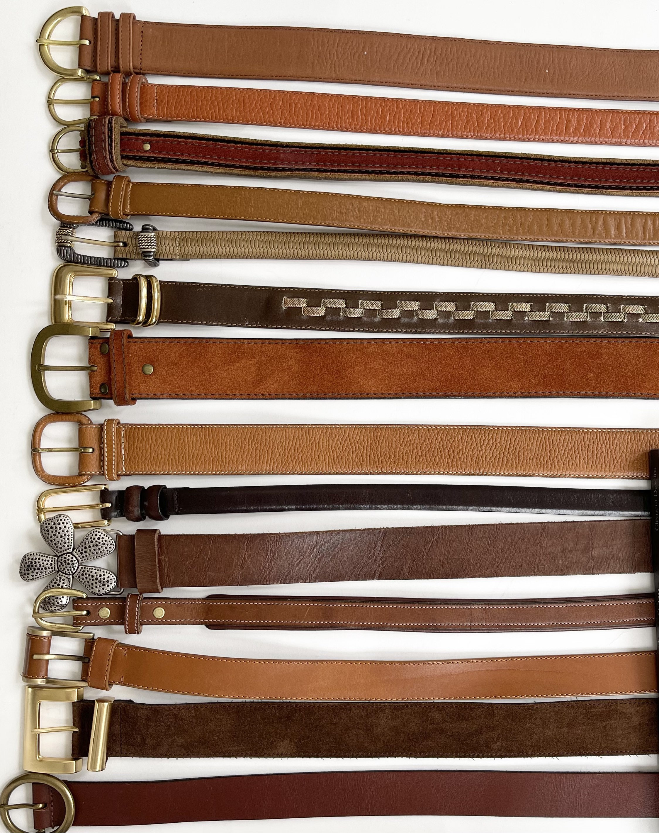 Womens Brown Leather Belt Vintage Belts Minimalist Simple Plain Classic