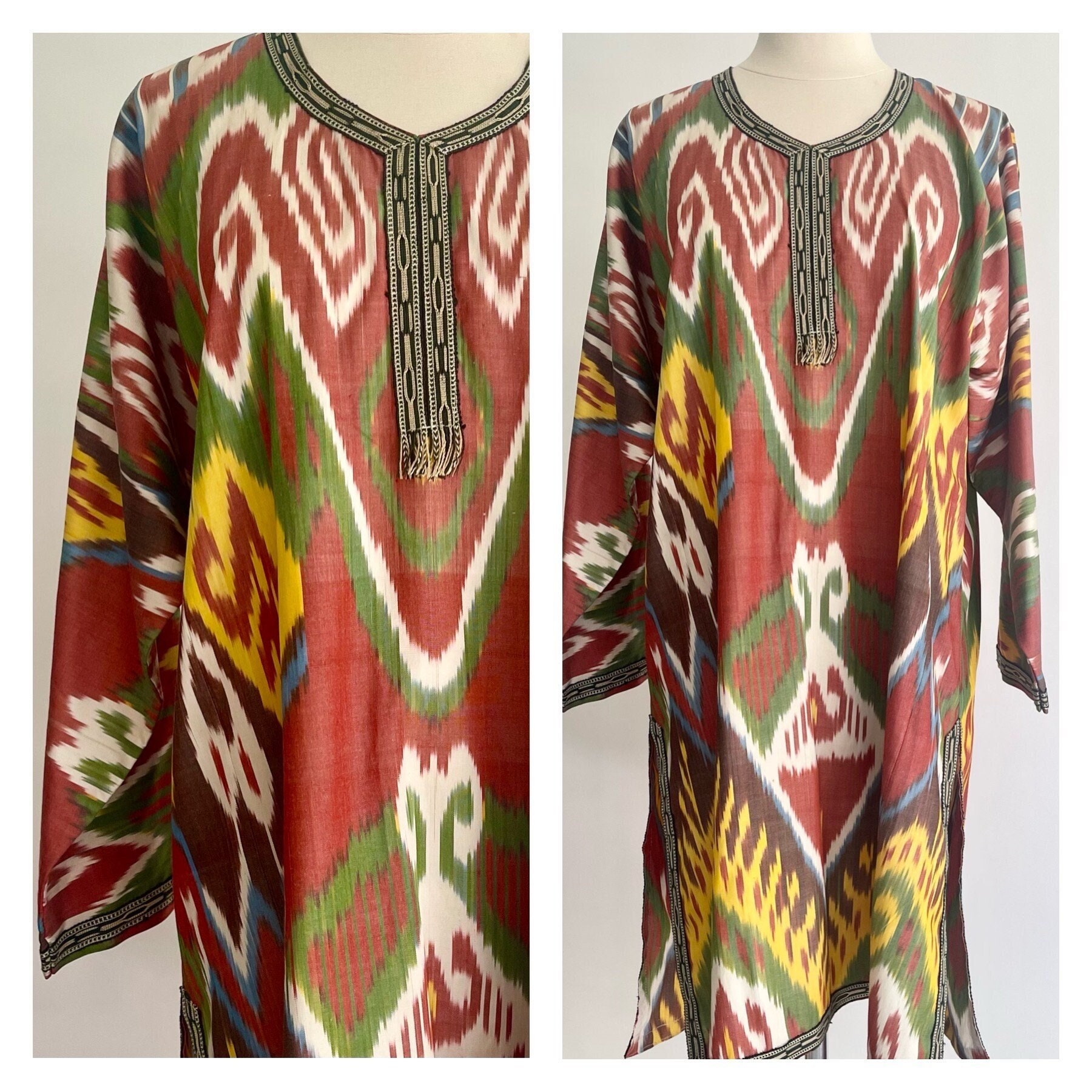 Cotton Ikat Black Caftan main image 1