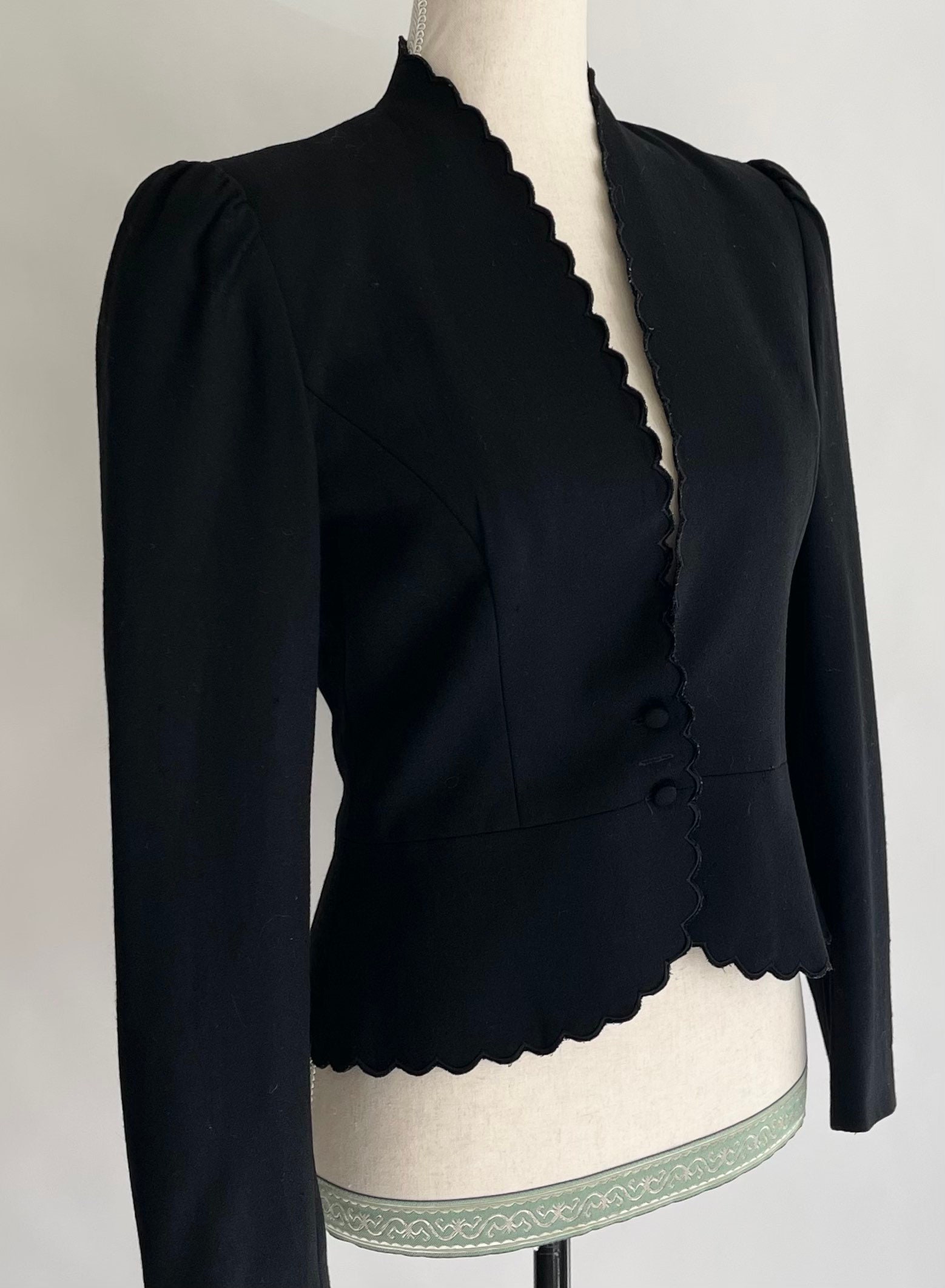 Scallop Trim Black Blazer Jacket Vintage 80s Sasson Paris New York Made ...