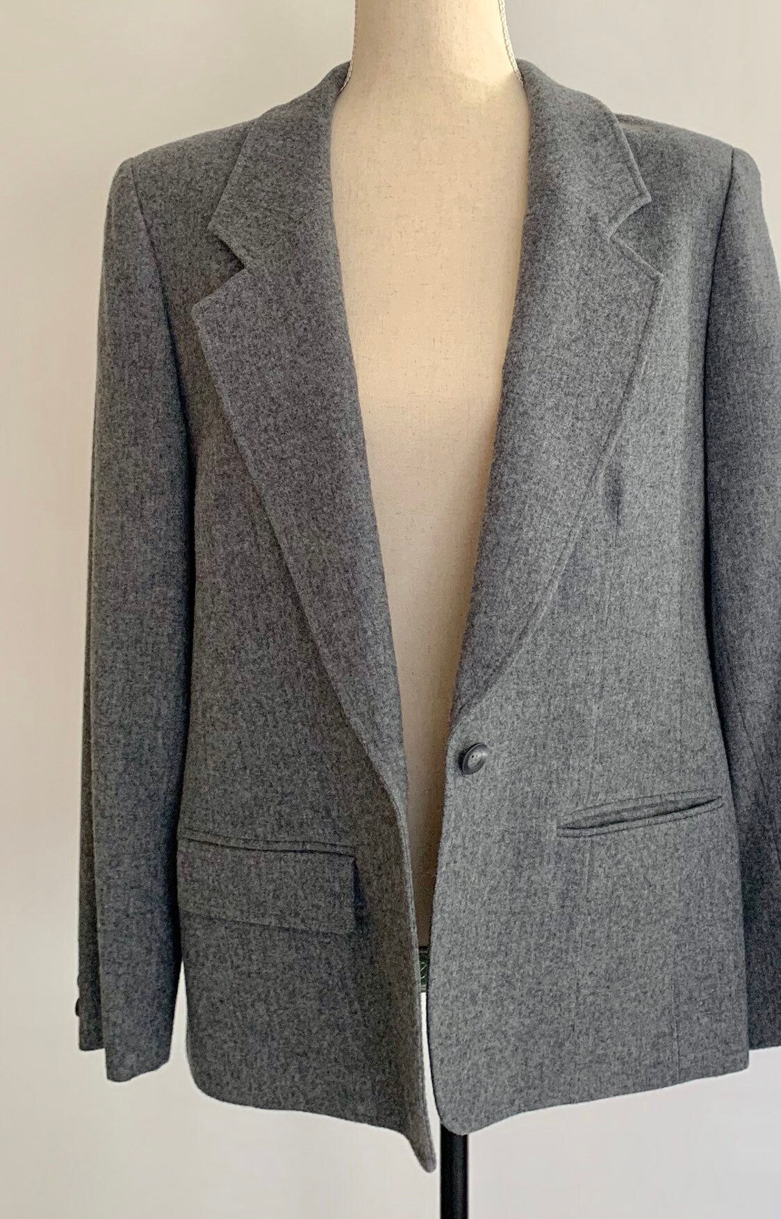 Pendleton Gray Wool Jacket Blazer Coat Vintage Charcoal Grey Virgin