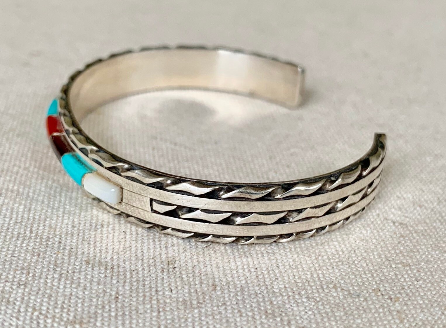 Panteah Zuni Turquoise Bracelet Cuff Vintage Native American Sterling