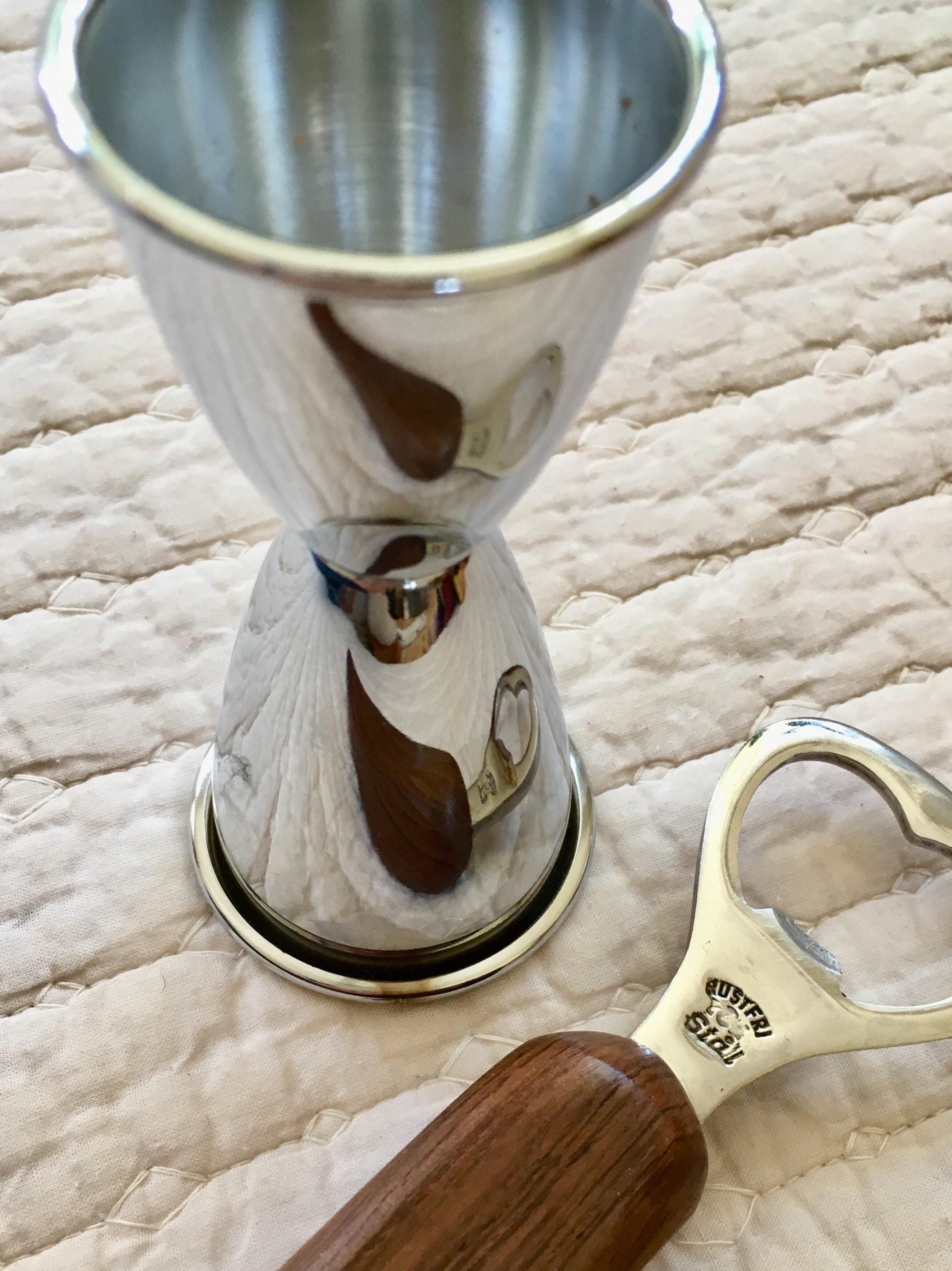 Vintage Silver Cocktail Jigger Barware Shot Glass Stainless Made in USA