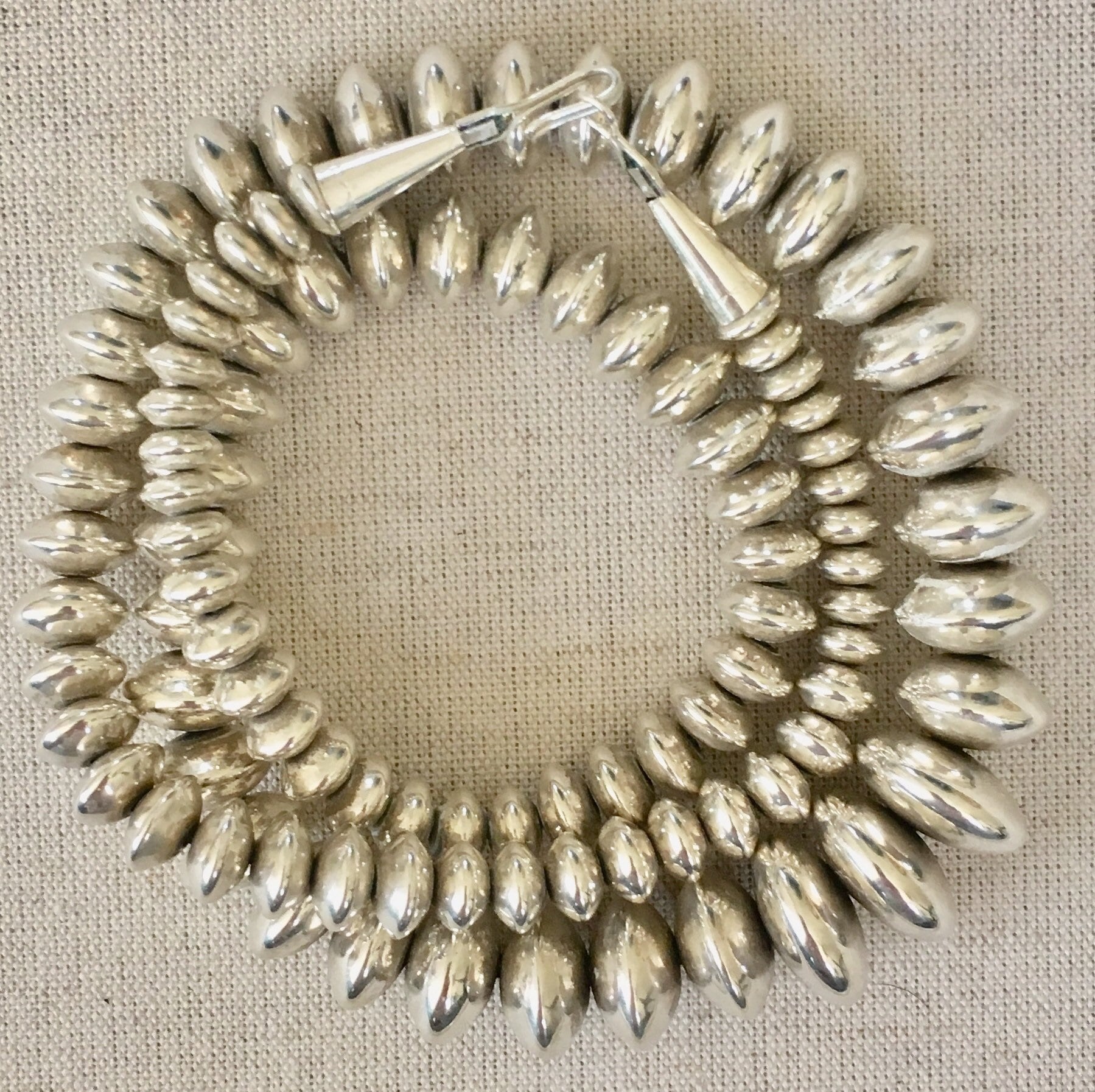 Graduated Navajo Pearl Bead Necklace Sterling Silver Vintage Native