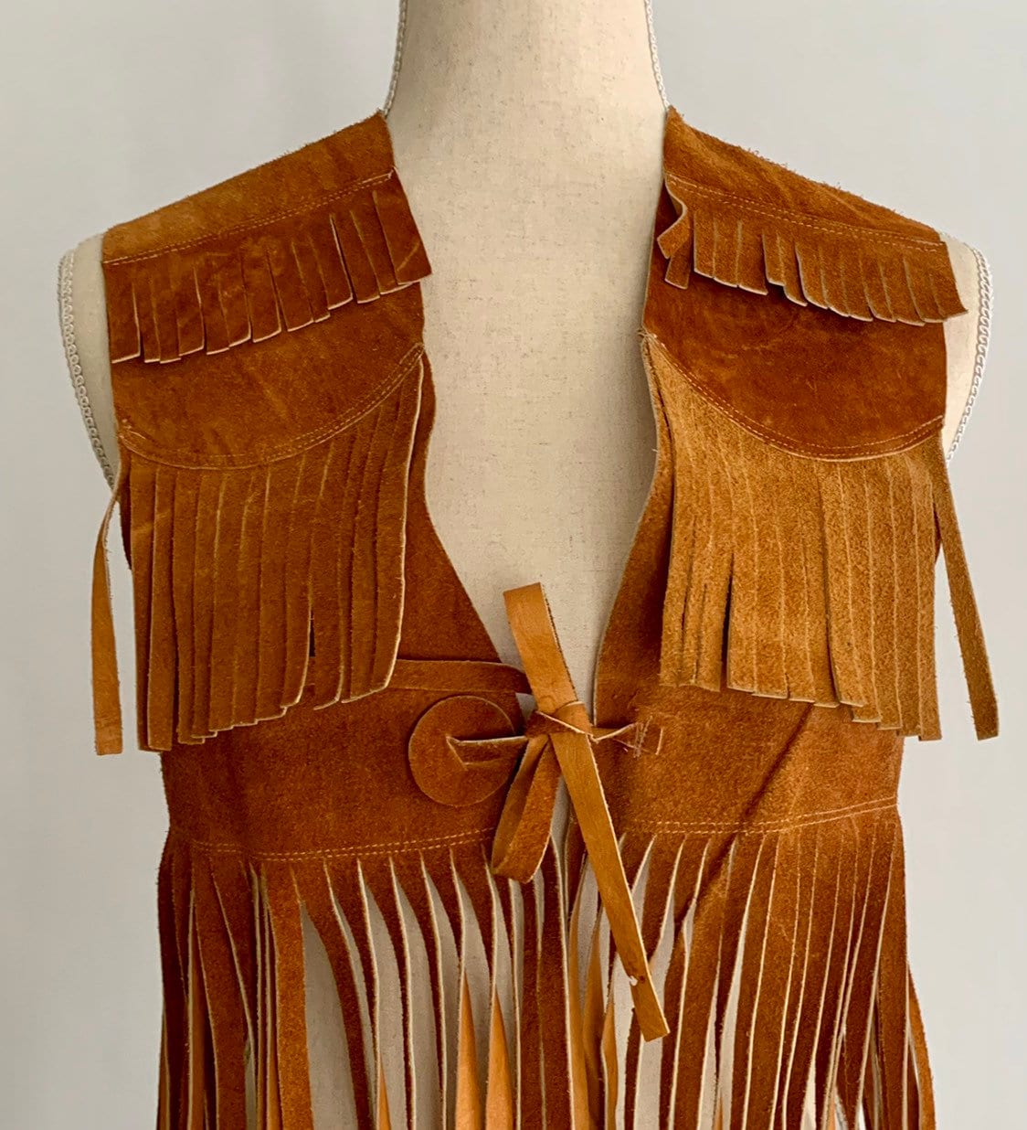 Western Leather Fringe Vest Topper Dress Vintage Handmade in Mexico ...