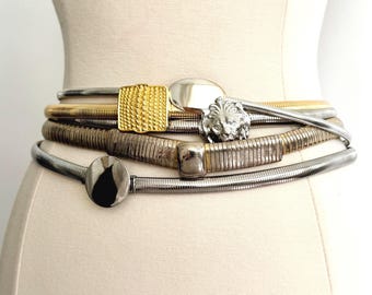 70s Wood Link Belt Vintage Solid Wood Linked Strap and  display picture 1