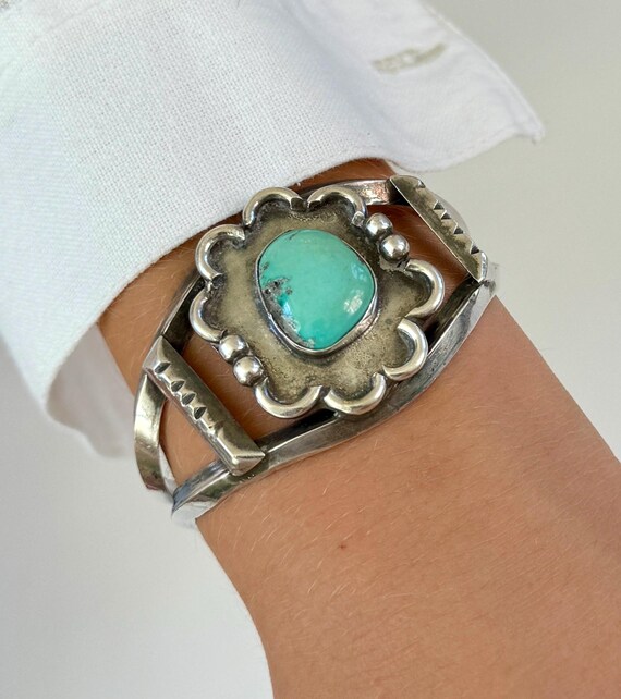 VINTAGE 60s〜70s Navajo Turquoise Bangle 1970's Vintage Navajo Bezel Set Turquoise Cuff Bracelet - Etsy