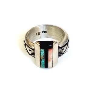 Anillo vintage de plata esterlina con turquesa, de estilo nativo americano, talla 9.25.
