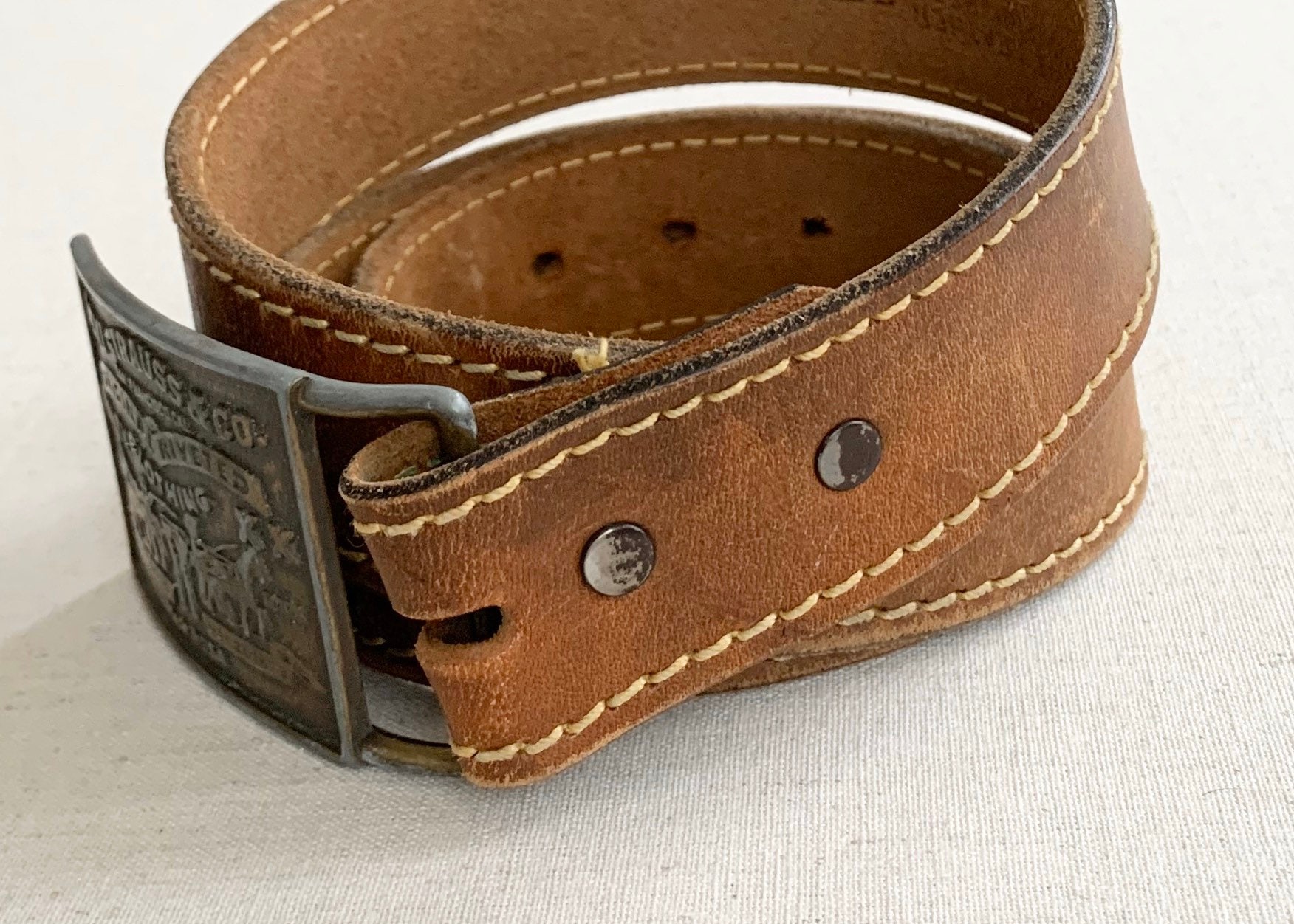 Levi's Leather Belt Buckle Vintage Levi Strauss & Co Made in USA ...