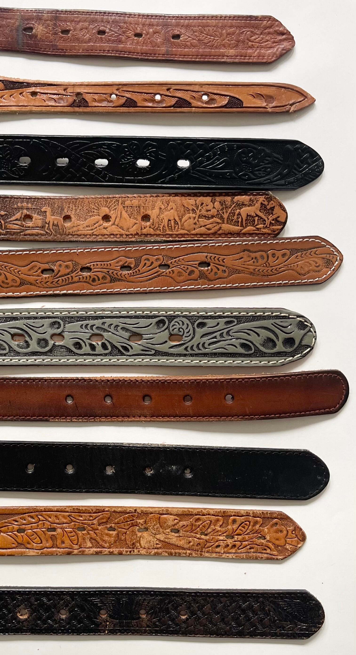 Tooled Leather Belt XXS Woman Child Kid Boy Girl Size 26 28 Etsy