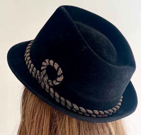 Black Velour Fedora Hat Vintage 50s Berg for the … - image 1