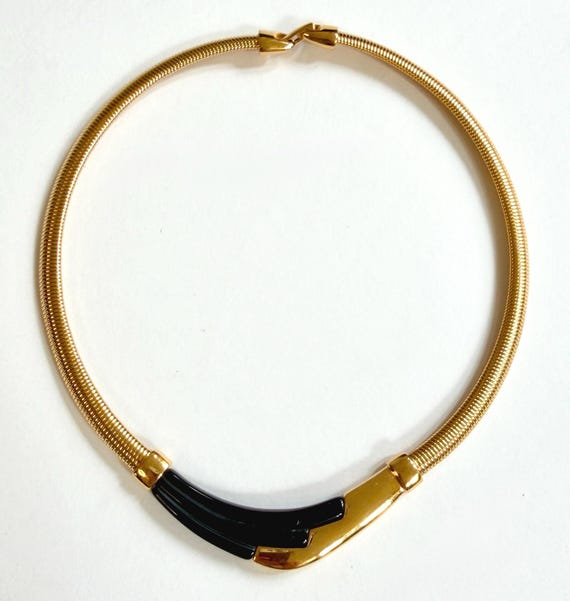 Slinky 80s Gold Choker Necklace Vintage Napier Costume Jewelry