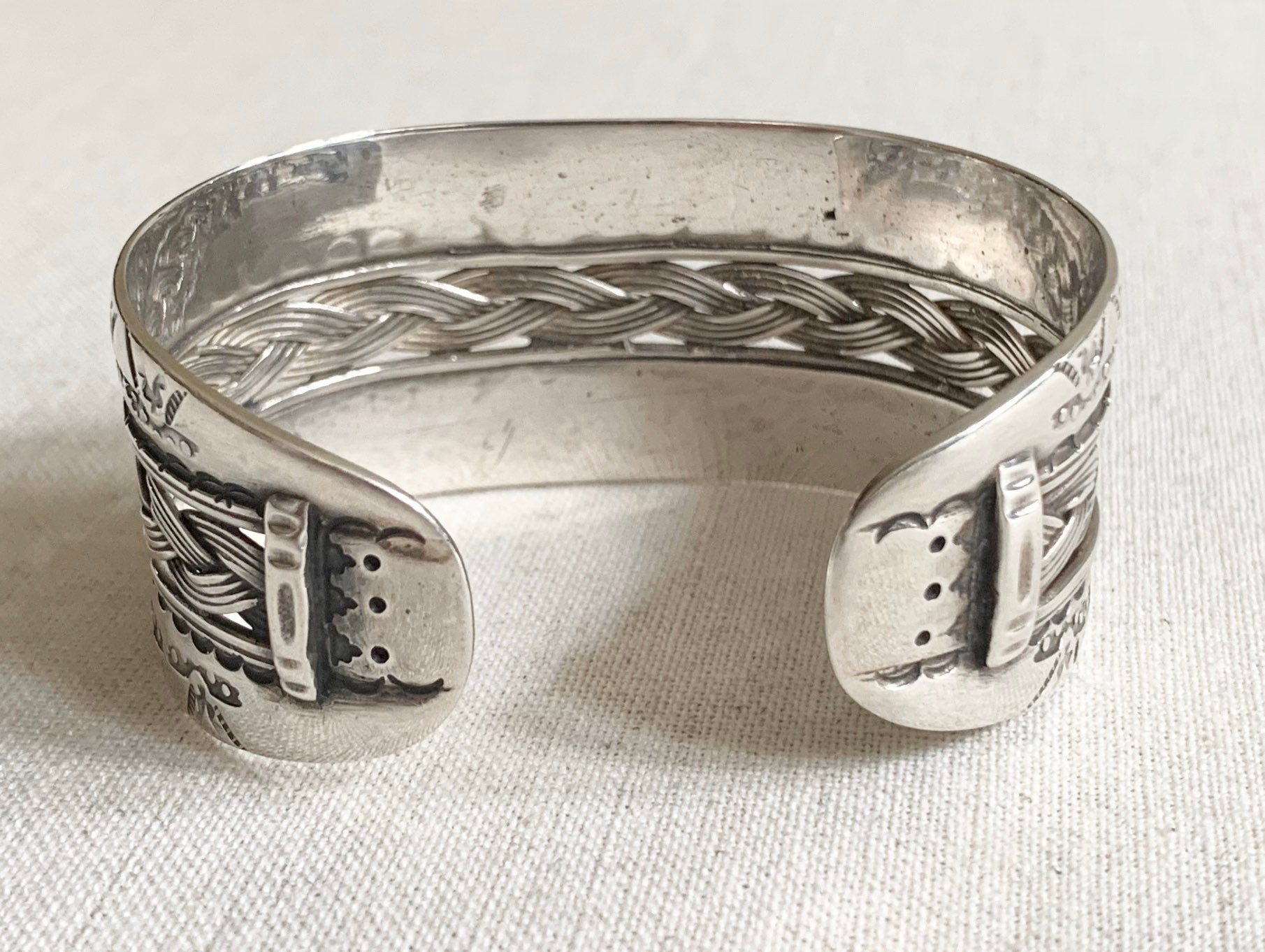 Heavily Stamped Sterling Cuff Bracelet Vintage Native American Navajo ...