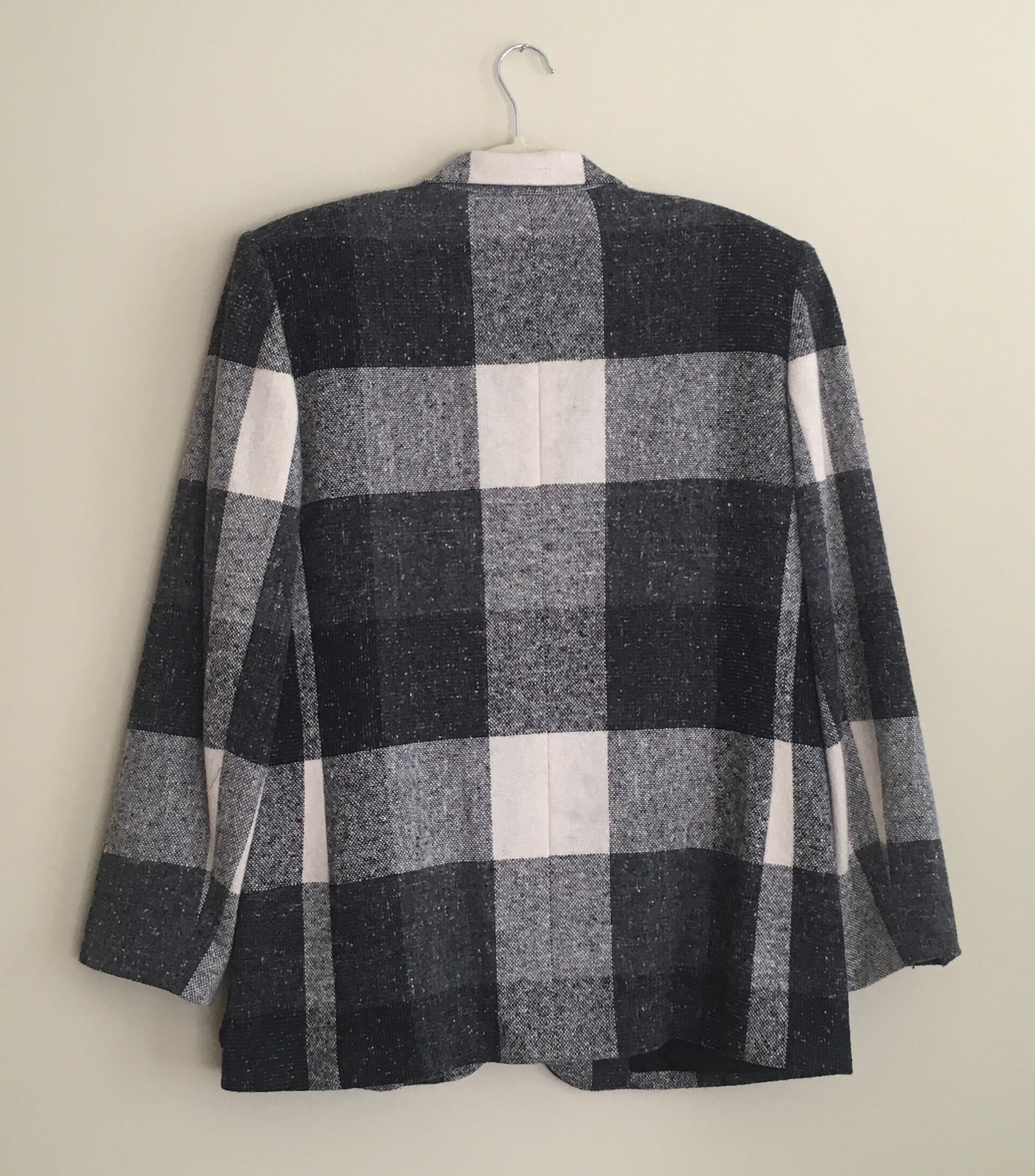 Wool Blazer Buffalo Plaid Check Vintage 80s Oleg Cassini Black White ...