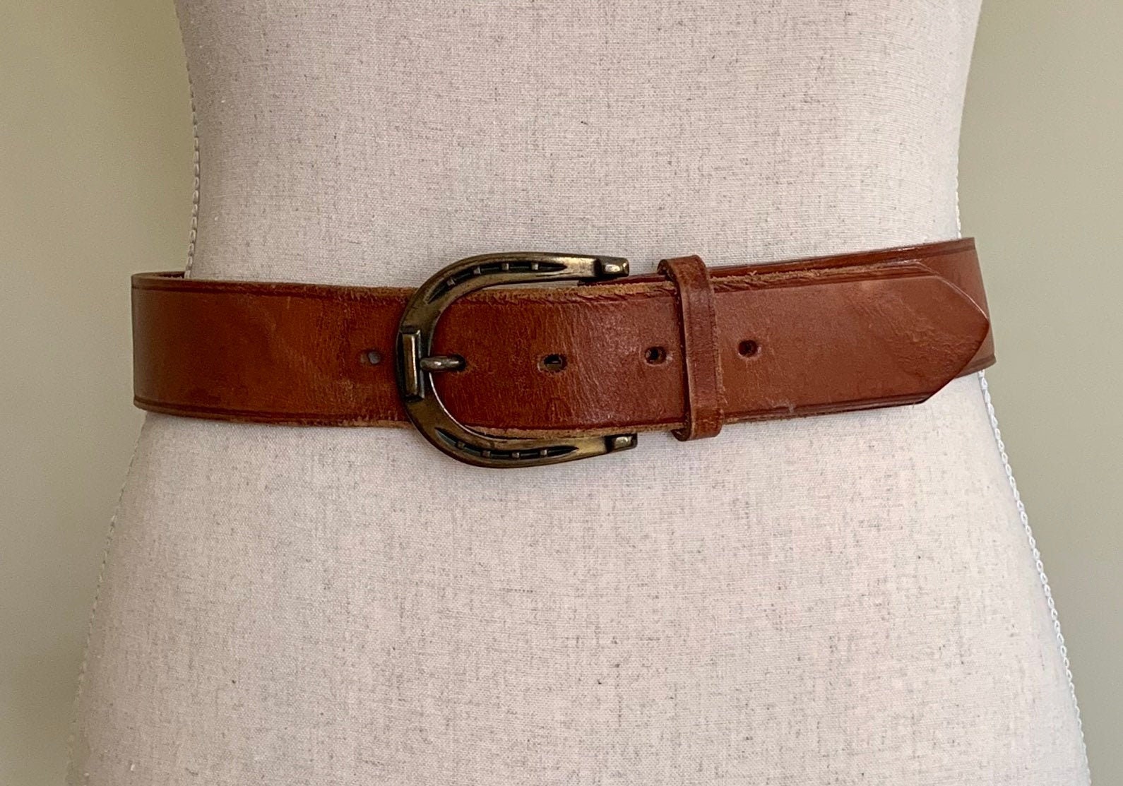 Brass Horseshoe Leather Belt Vintage Imported English Saddle Leather ...