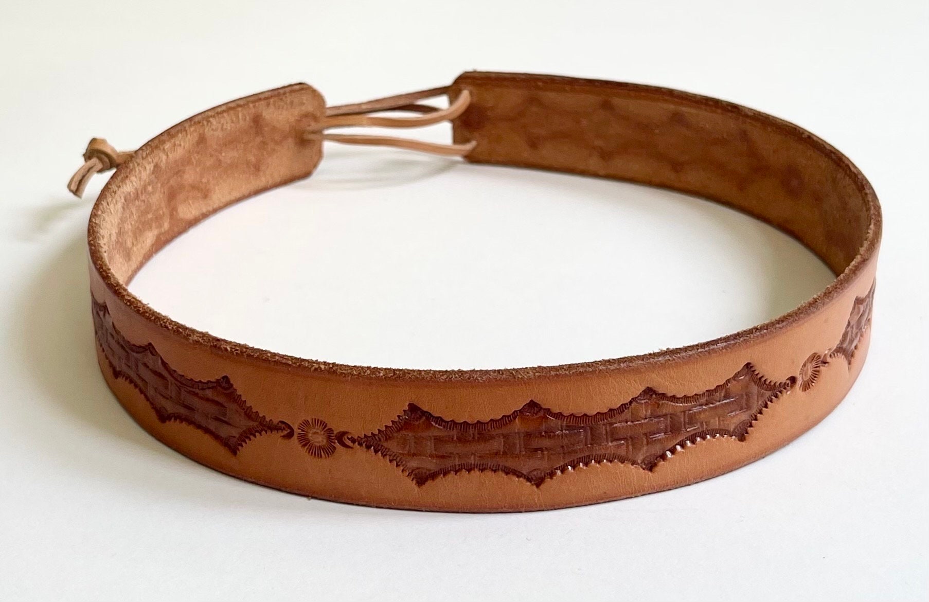 Western Leather Hat Band Cowboy Hat Band Repurposed from Vintage