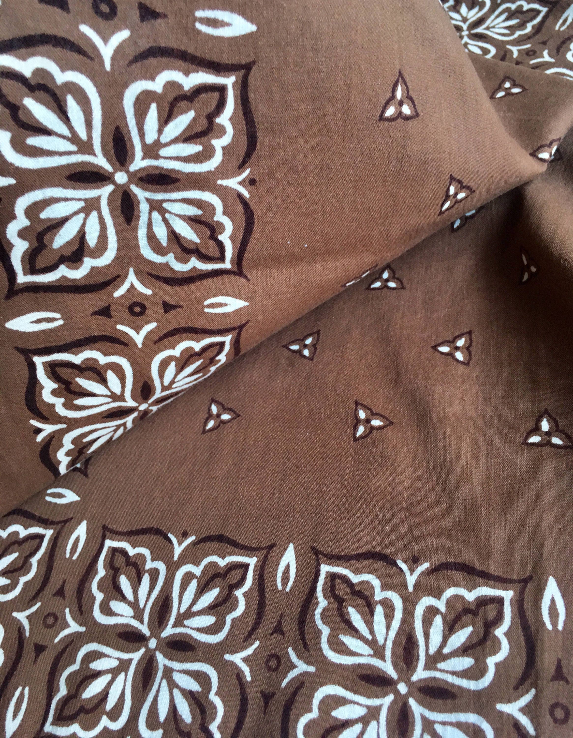 Vintage Brown Bandana Washfast Colors RN 14193 Rare Color