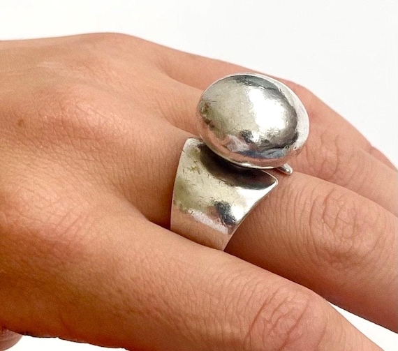 Vintage Navajo Modernist Sterling Silver Ring by Sharon Sandoval