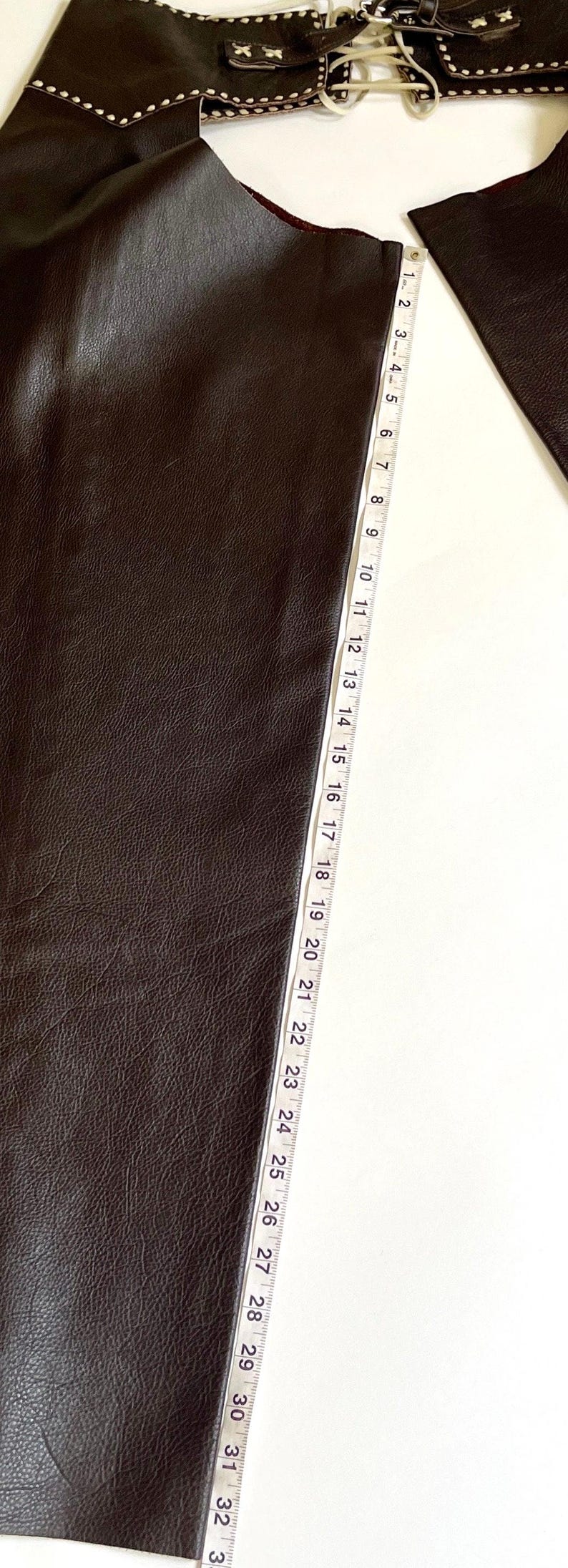Handmade Vintage Western Riding Chaps Dark Brown Leather image 10