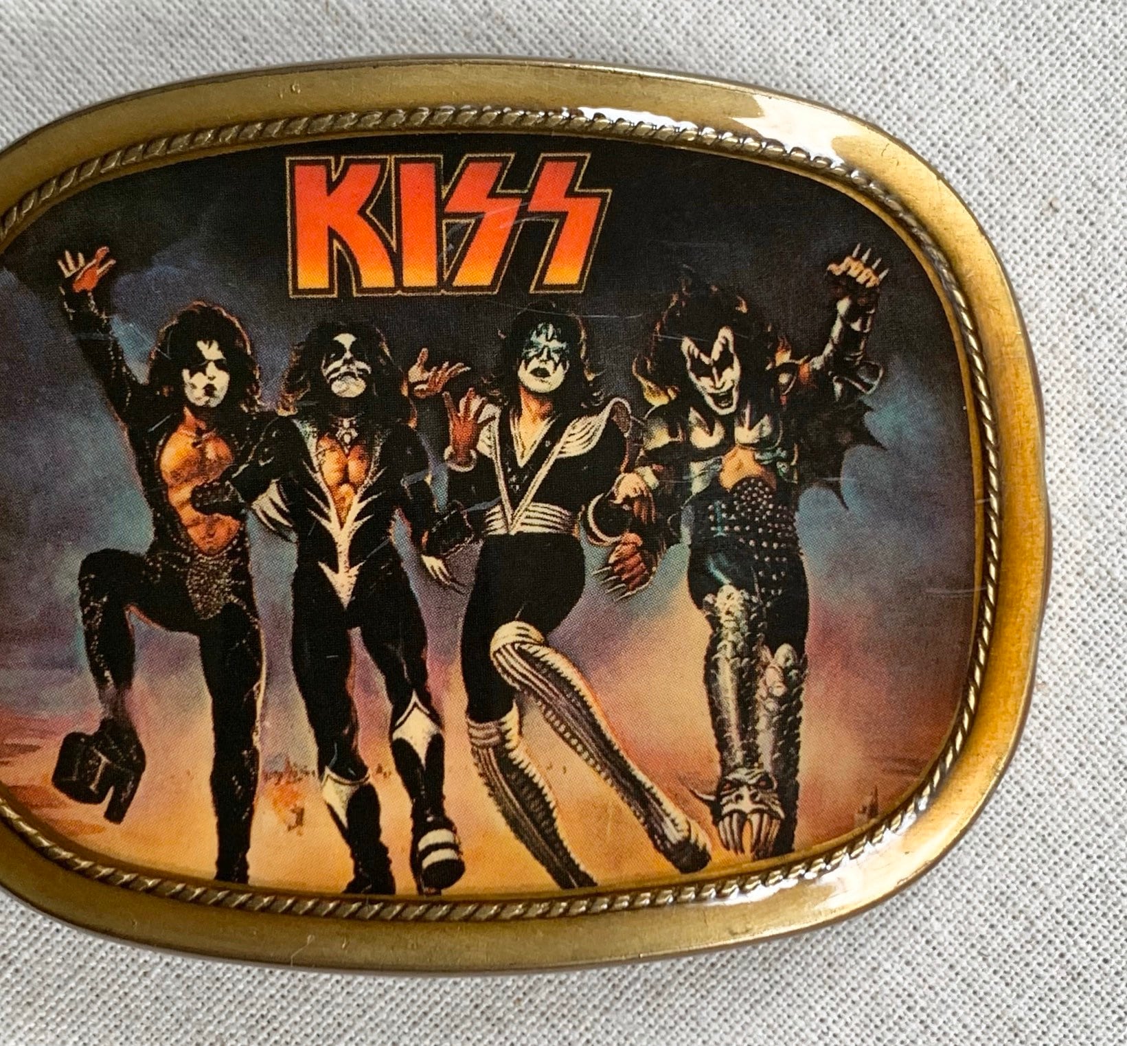 Vintage KISS Buckle Destroyer Album Rock and Rock Vintage 70s Dated 1977 Pacifica Mfg LA Cal Gene Simmons