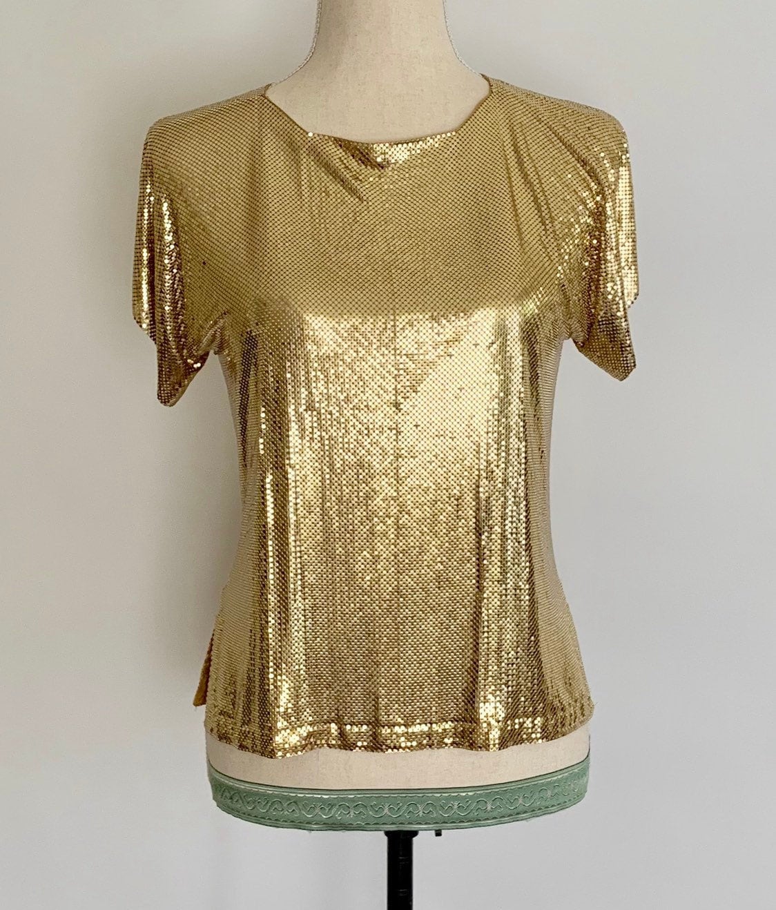 Gold Chain Mail Top Shirt Vintage Whiting and Davis Heavy Metal Mesh ...