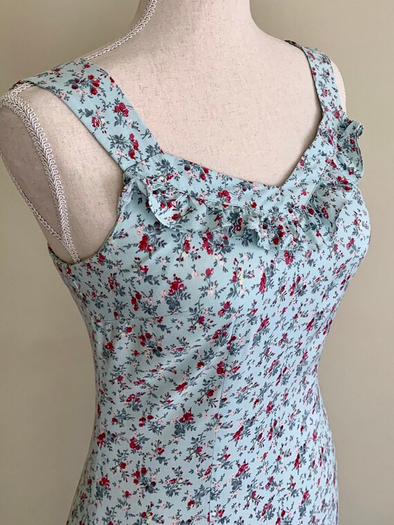 Blue Floral Maxi Dress Vintage 80s Dress Barn Pastel Flowers Etsy