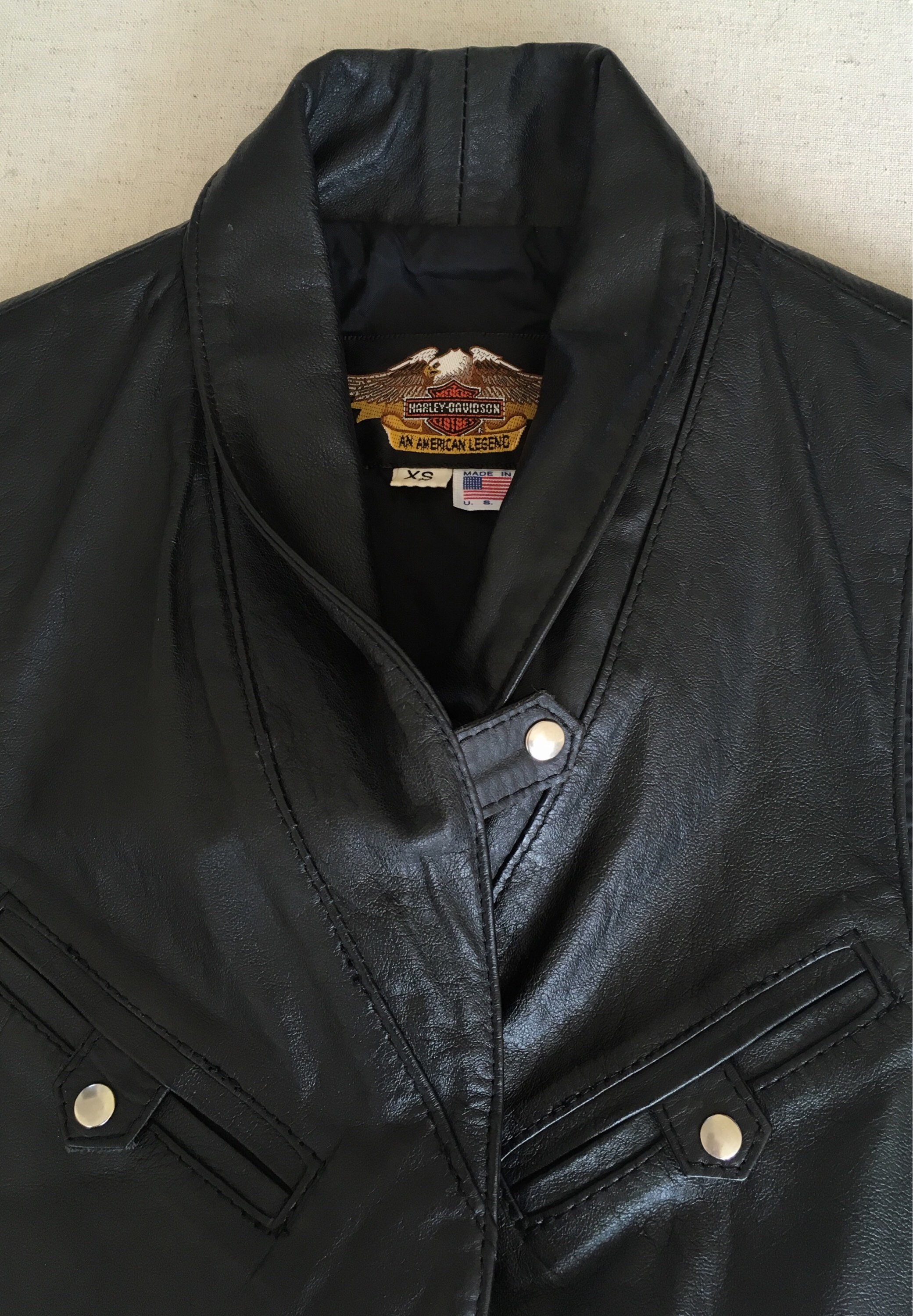 Harley Davidson Leather Vest Black Vintage Biker Moto Motorcycle Women ...