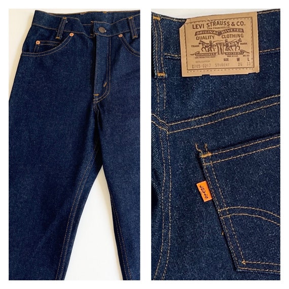 Old Stock Levis Jeans 70s 80s 705 Student Fit Orange Tab Dark Wash Slim Fit Never Washed or Worn Marked 26 x 33