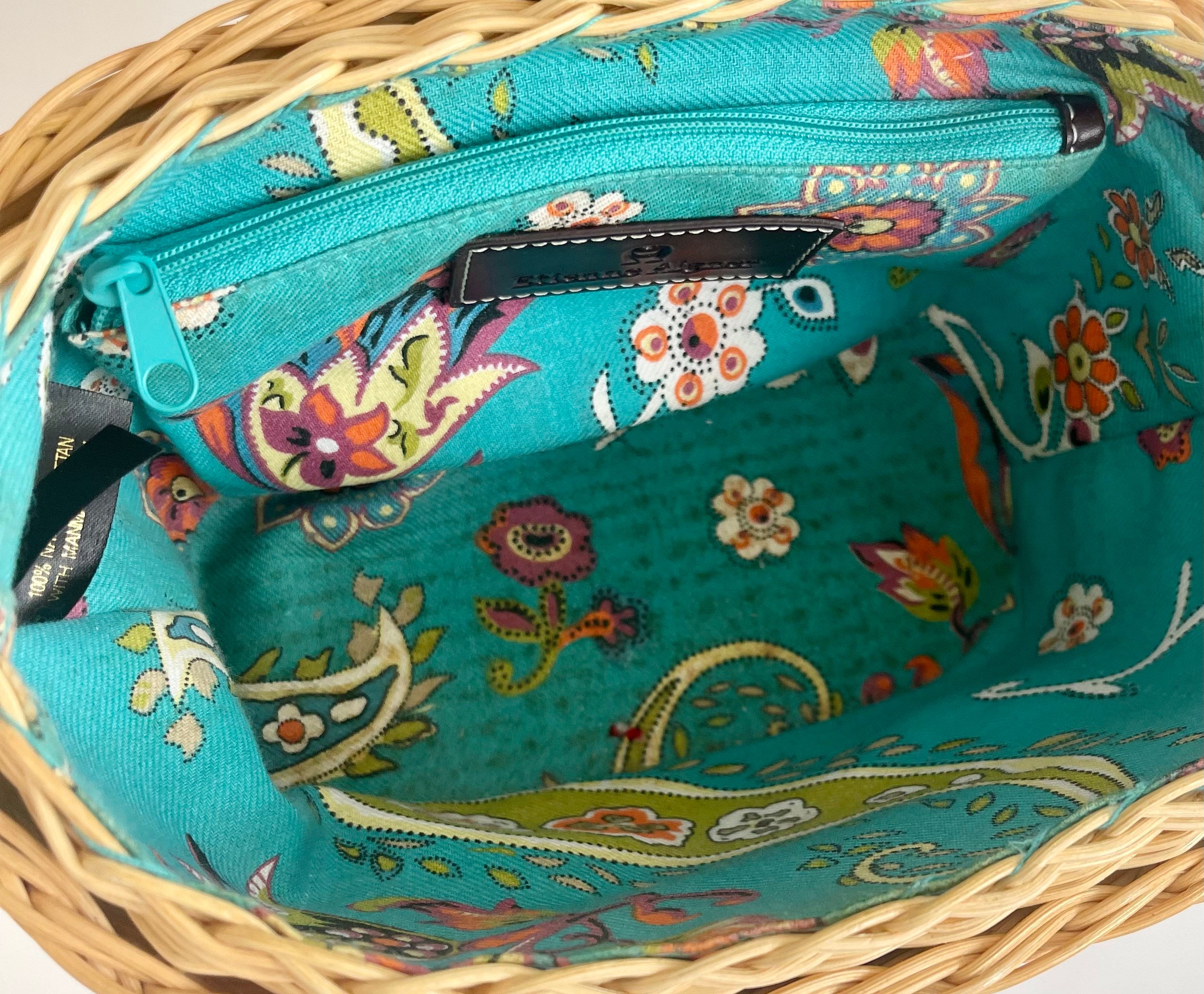 Aigner Wicker Basket Bag Purse Vintage 80s Top Handle Rattan Bag Spring