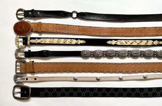 Vintage Western Leather Belt Tooled Leather Concho Studded Cowboy  