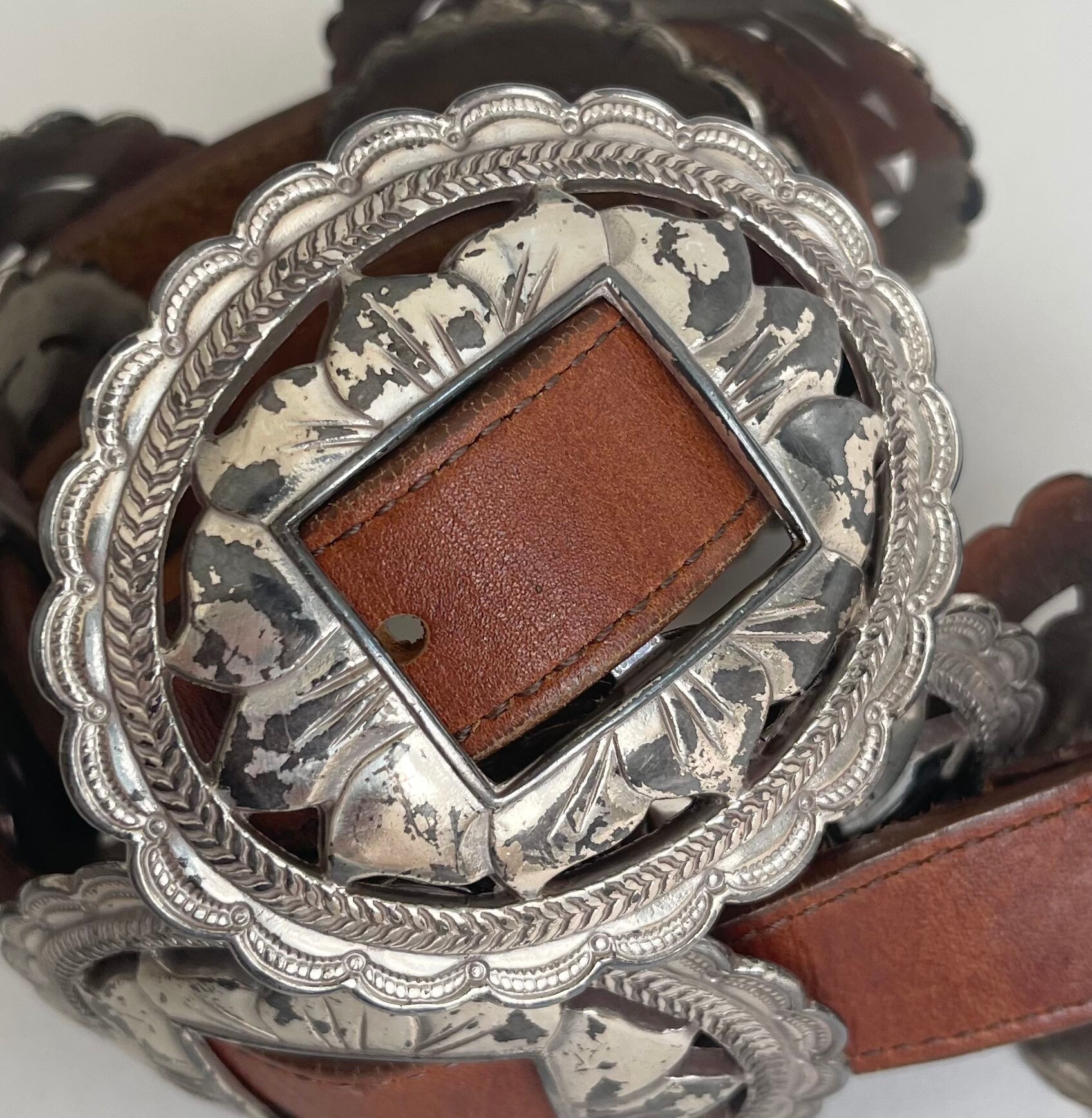 Concho Belt Genuine Leather Southwestern Western Country Sunflower