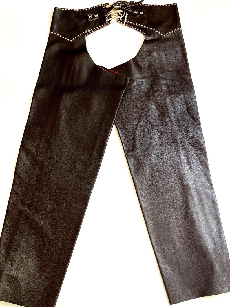 Handmade Vintage Western Riding Chaps Dark Brown Leather image 5