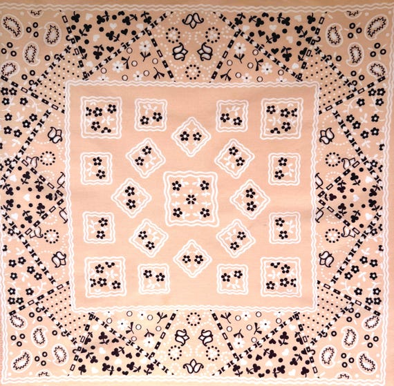 Rare Vintage Peach Cotton Bandana 50s 60s Fast Color