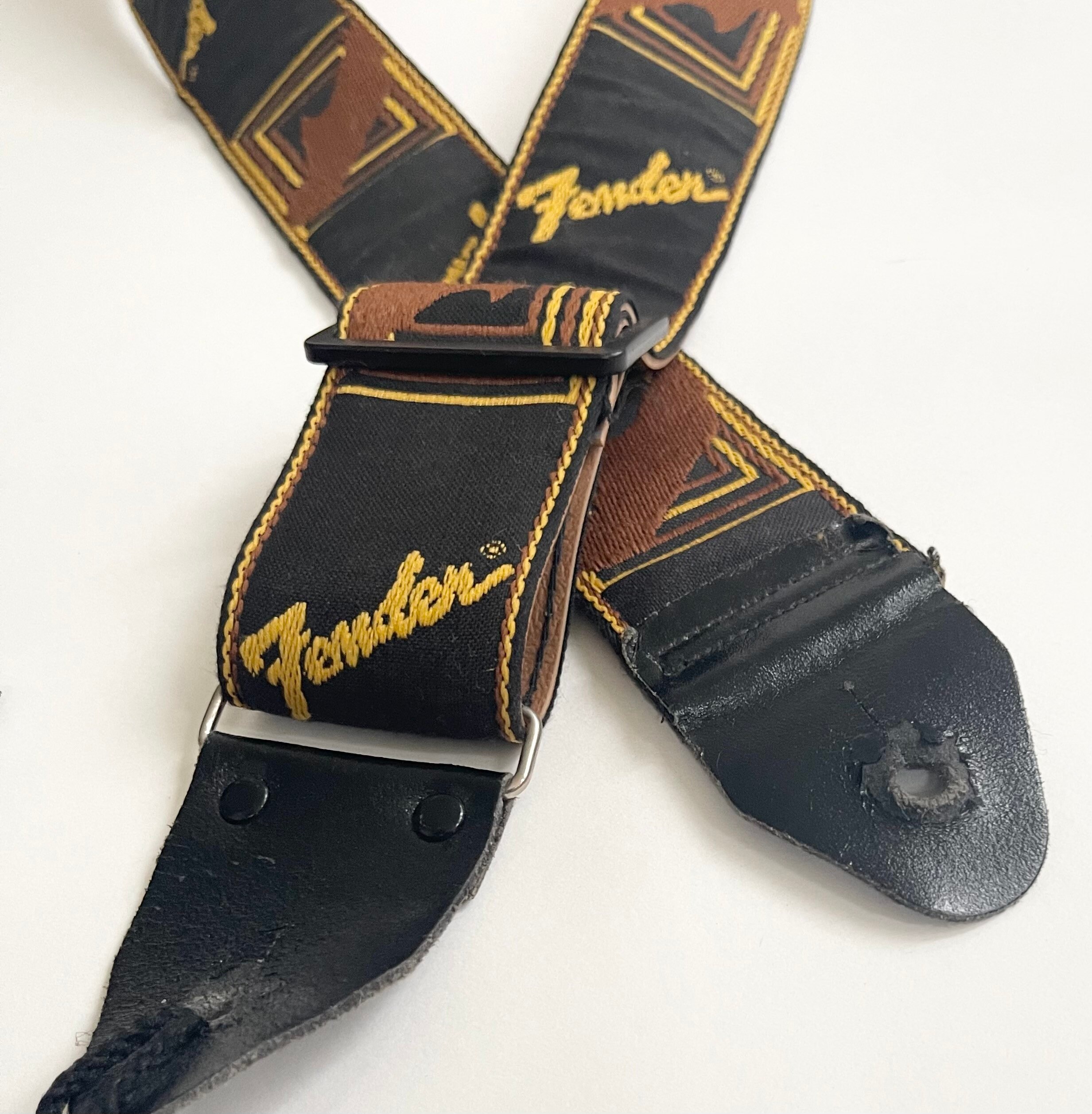 Vintage Fender Guitar Strap Metal Loop Plastic Adjuster Jimi Hendrix