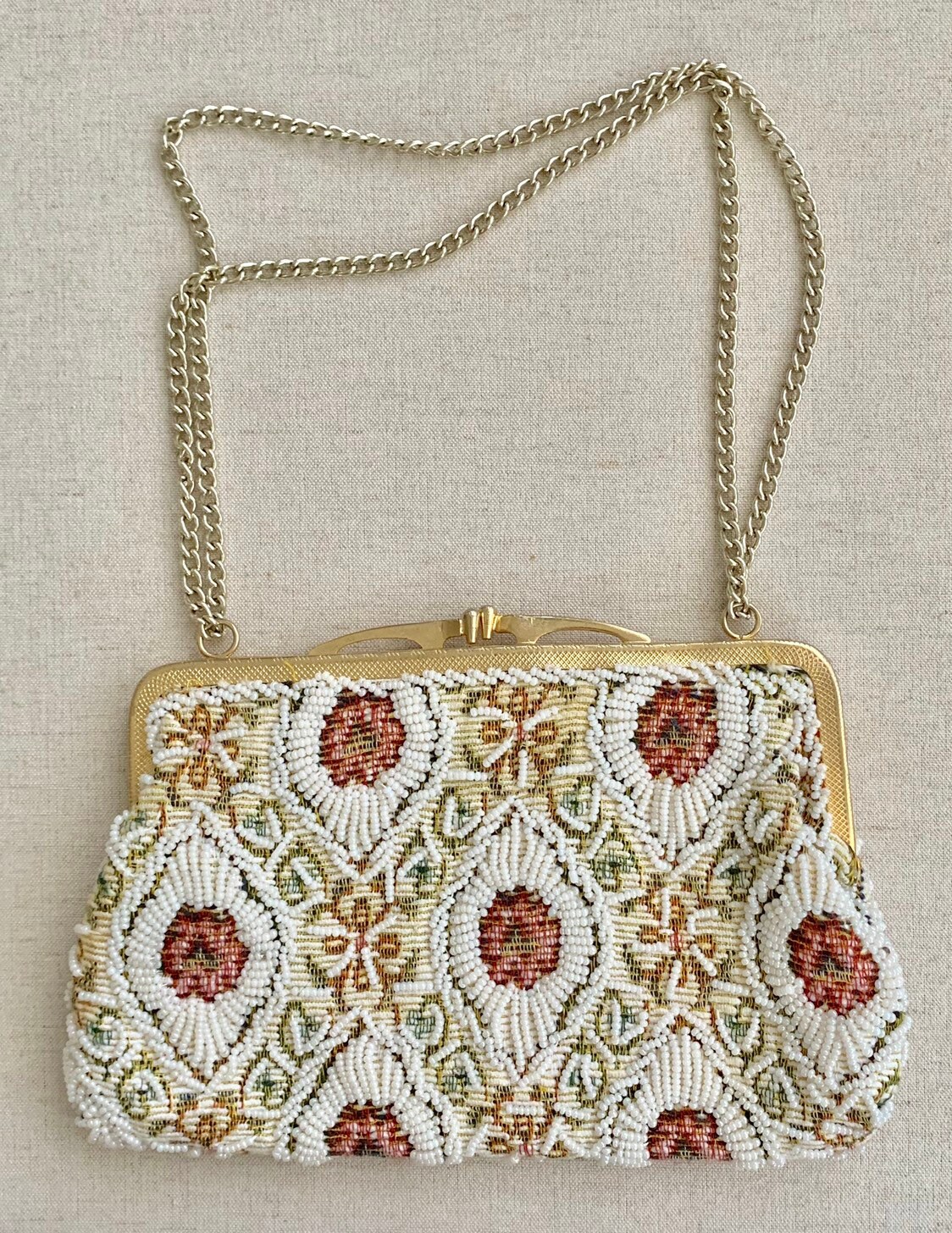 Sac Main Tissé Vintage Allemand Walborg - Tissu Jacquard, Fabriqué En Allemagne De L'Ouest