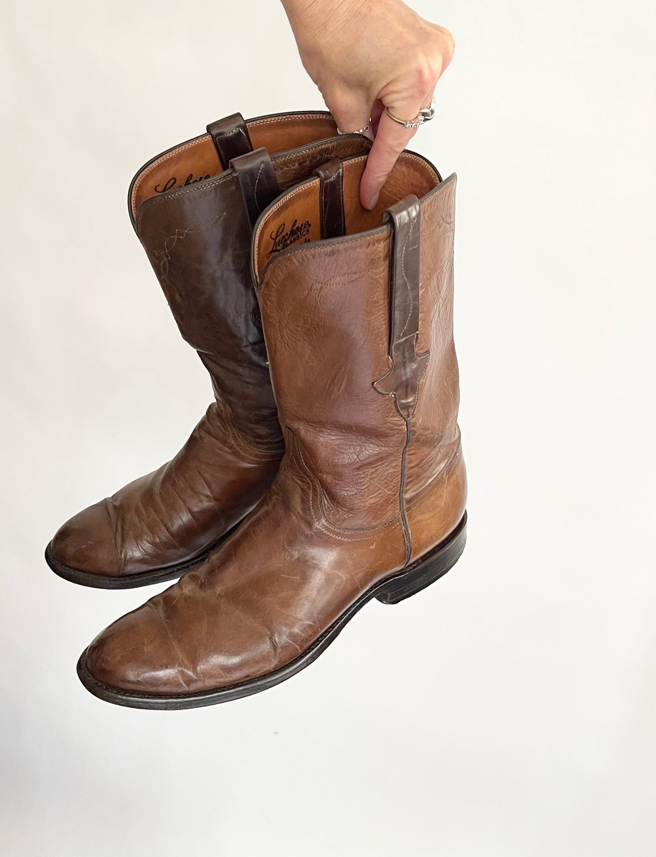 Handsome Lucchese Cowboy Boots Mens 9D Vintage Handmade Western Boots