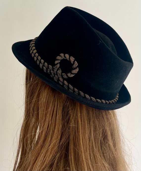 Black Velour Fedora Hat Vintage 50s Berg for the … - image 7