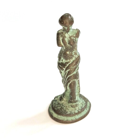 Vintage Venus de Milo Statue Heavy Cast Bronze Metal with Aged Patina
